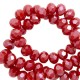Abalorios de vidrio rondelle Facetados 8x6mm - Carmine red-pearl shine coating